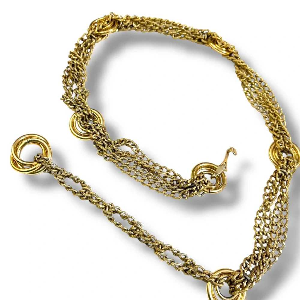 Vintage Gold Tone Adjustable Metal Fashion Belt‎ 30-34in Waist